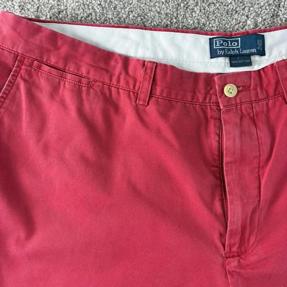 Polo by Ralph Lauren Mens Red Cotton Chino Shorts Size 42‎ Pony Logo Casual